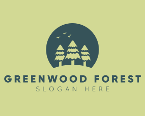 Forestry - Pine Tree Sunset logo design