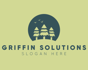 Pine Tree Sunset  logo design