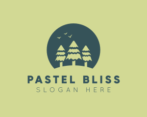 Pine Tree Sunset  logo design