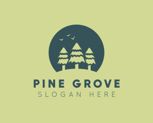 Pine - Pine Tree Sunset logo design