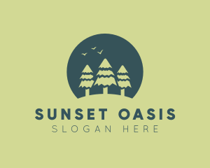 Pine Tree Sunset  logo design