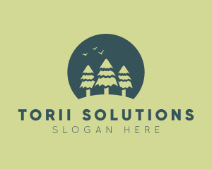 Pine Tree Sunset  logo design