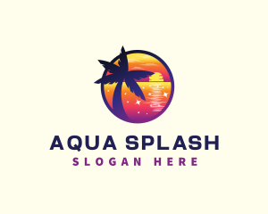 Swim - Sunset Beach Vacation logo design