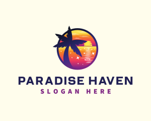 Sunset Beach Vacation logo design