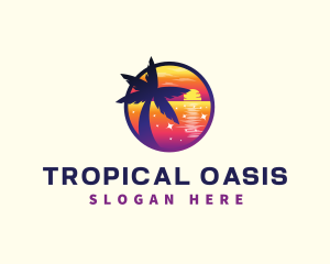 Paradise - Sunset Beach Vacation logo design