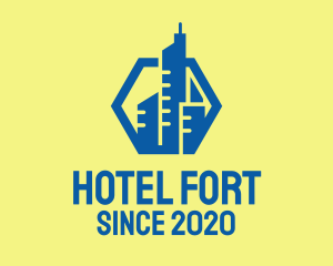 Blue Skyscraper Hotel logo design