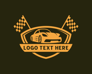 Race Flag - Super Car Racing Shield logo design