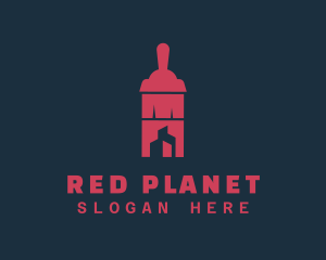 Red Building Paint Brush logo design