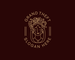 Hairstyling - Flower Crown Woman logo design
