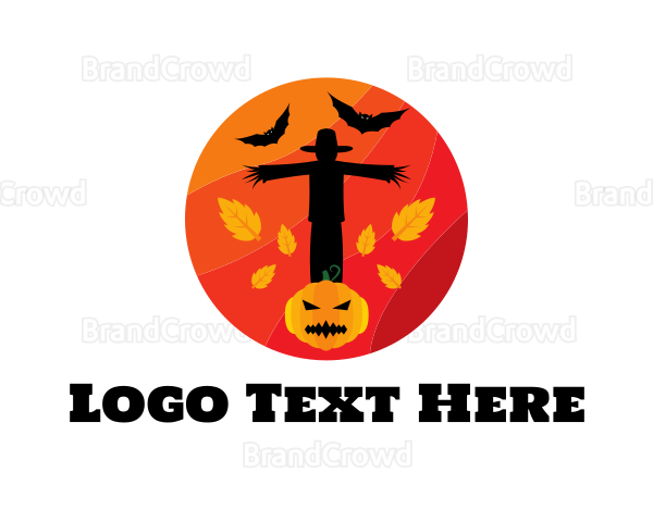 Halloween Scarecrow Pumpkin Logo