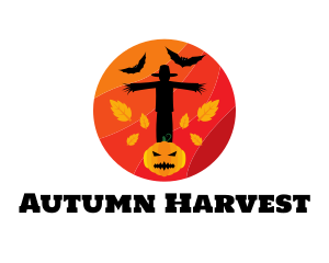 Halloween Scarecrow Pumpkin logo design