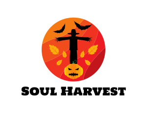 Halloween Scarecrow Pumpkin logo design