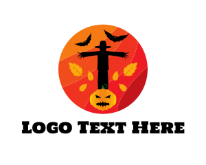 Scary - Halloween Scarecrow Pumpkin logo design