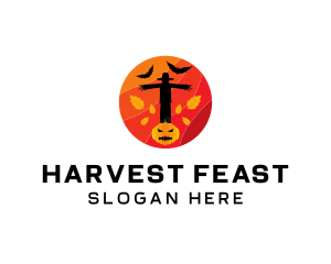 Halloween Scarecrow Pumpkin logo design