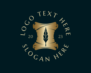 Scroll - Journalist Quill Writer logo design
