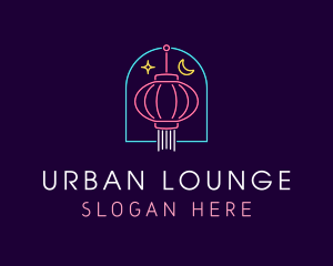 Lounge - Chinese Lantern Neon Lights logo design