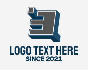 Blocky - 3D Graffiti Number 3 logo design