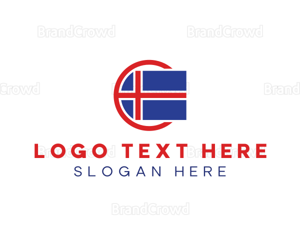 Blue Red Circle Iceland Flag Logo