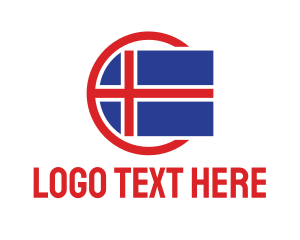 Nationality - Circle Iceland Flag logo design
