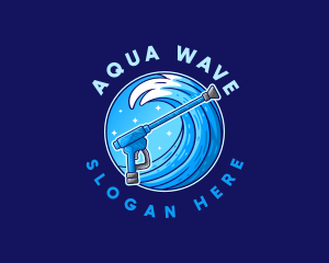 Pressure Washer Cleaning Wave logo design