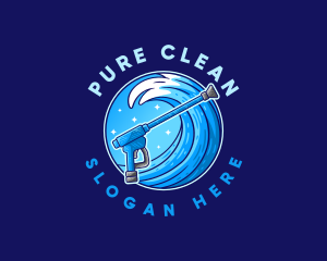 Pressure Washer Cleaning Wave logo design