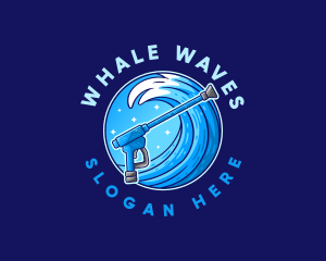 Pressure Washer Cleaning Wave logo design