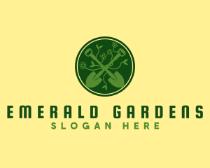 Landscaping Gardening Shovel logo design