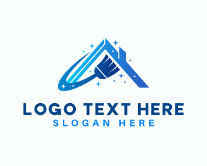Broom - Shiny House Cleaning logo design
