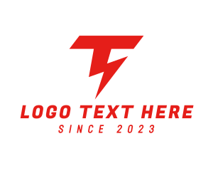 Charge - Lightning Strike Letter T logo design