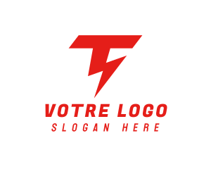 Lightning Strike Letter T Logo
