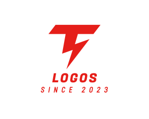 Volt - Lightning Strike Letter T logo design