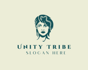 Tribe - Snake Tribe Woman Warrior logo design