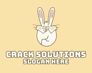 Crack - Bunny Rabbit Cracked Egg logo design