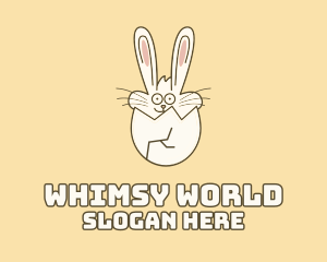 Silly - Bunny Rabbit Cracked Egg logo design