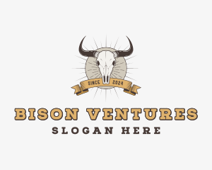 Western Animal Bull Skull logo design