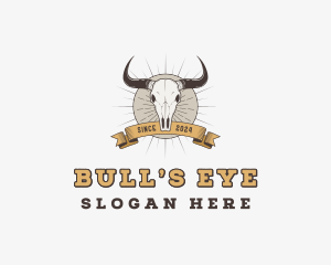 Western Animal Bull Skull logo design