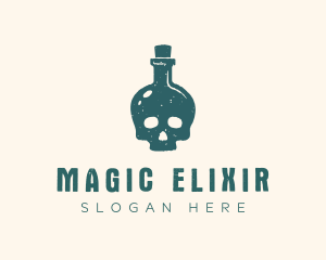 Potion - Punk Skull Bottle Poison logo design