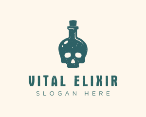 Elixir - Punk Skull Bottle Poison logo design
