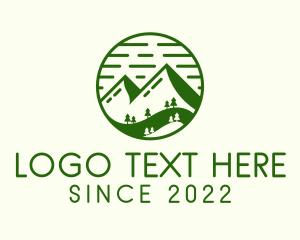 Trekking - Green Forest Mountain Trees logo design