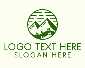 Green Forest Mountain Trees Logo