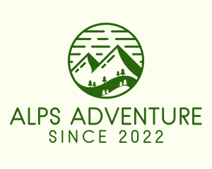 Alps - Green Forest Mountain Trees logo design