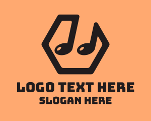 Black And White - Hexagon Music Note logo design