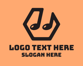 Music - Hexagon Music Note logo design