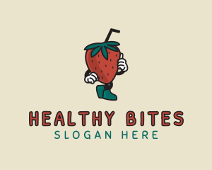 Walking Strawberry Smoothie logo design