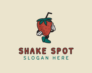 Shake - Walking Strawberry Smoothie logo design
