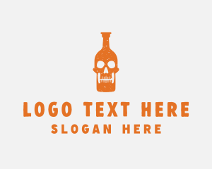 Brewery - Skull Alcohol Bottle logo design