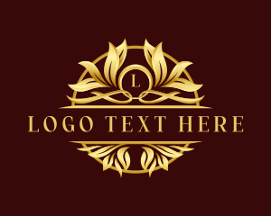 Wine - Leaf Ornament Crest logo design