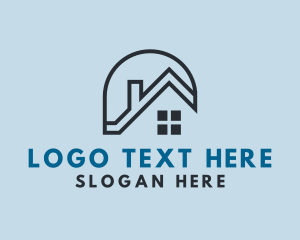 Roofing - Minimalist Outline House Roof logo design
