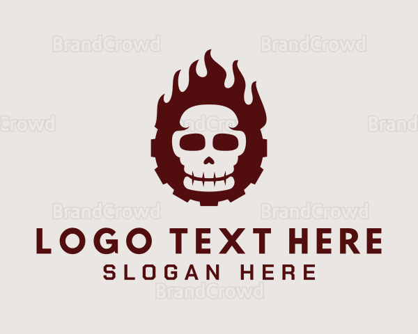 Skull Flaming Cog Logo