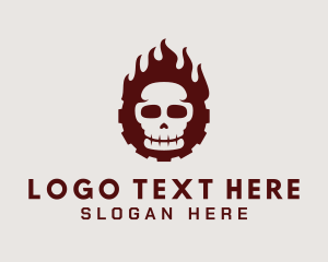 Cogwheel - Skull Flaming Cog logo design